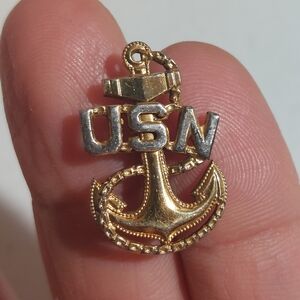 Vintage WWII United States Navy Chief Petty Officer Gold Sterling Silver Brooch